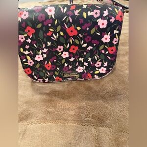 kate spade Black Floral Crossbody with Pink and Red Blooms